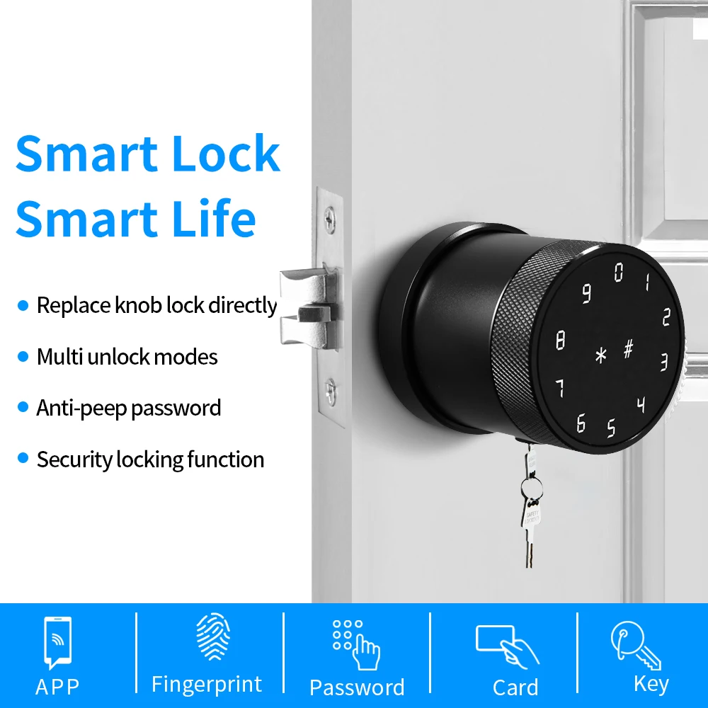 Single latch Password Card TTlock Interior Bedroom Door Fingerprint Smart Lock