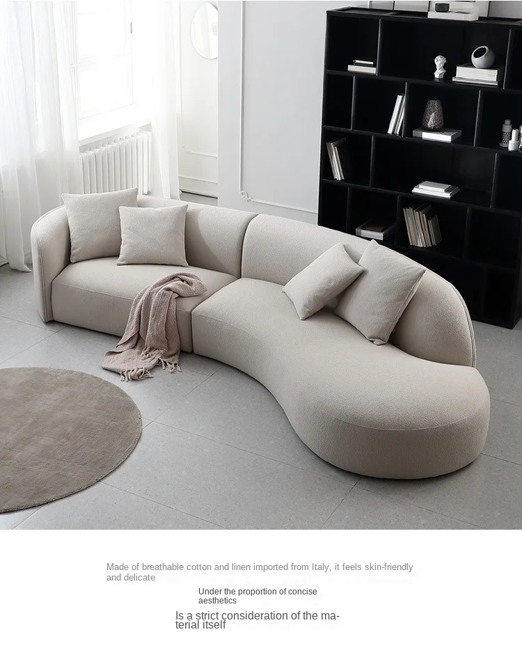 Luxury Modern Style Living Room Interior Curved Sofa & Lounge Chair Set Sofa Set Furniture Living Room