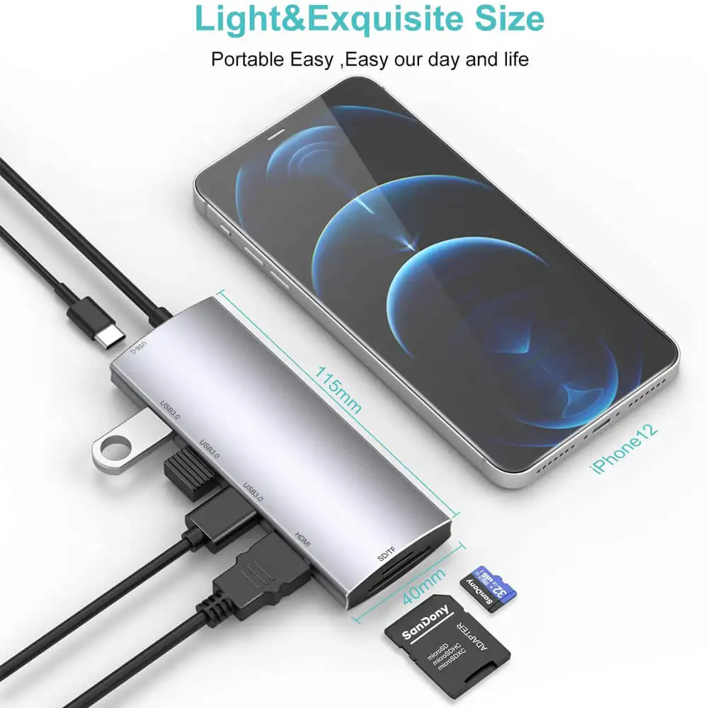 
 FARSINCE USB C Hub 7 in 1 USB 3.1 Type C to 4K HDMI 3 USB 3.0 SD TF PD charging multiport adapter 7 in 1  