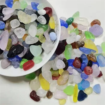 Factory wholesale colored glass chunks Frosted candy colored glass block for Garden landscaping fish tank decoration