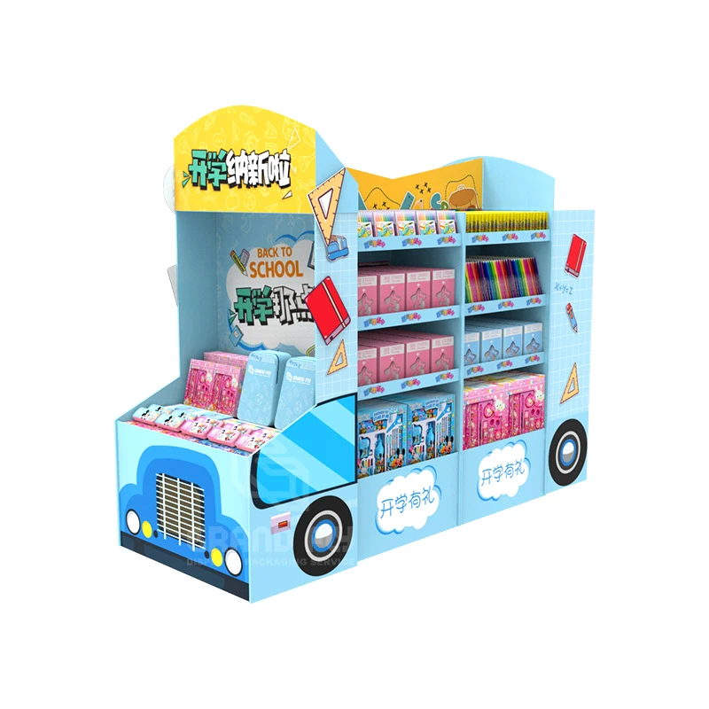 Custom Stationery Cardboard Display Stand Countertop PDQ Display Box Retail Book Pencil Marker Corrugated Paper Display Racks