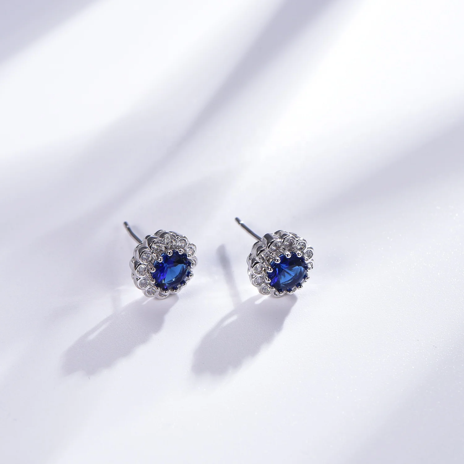 Sterling silver earrings 925 blue crystal earrings AAA cz blue moissanite earrings