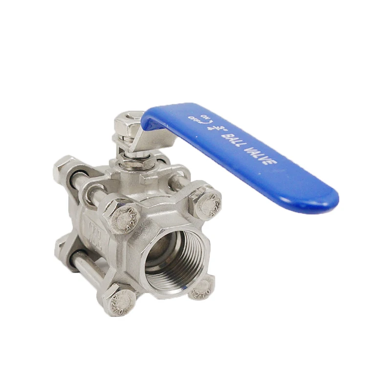 ss304 DN6-DN100 ball valve cf8m 1000 wog three-pcs stainless steel ball valve for water supply