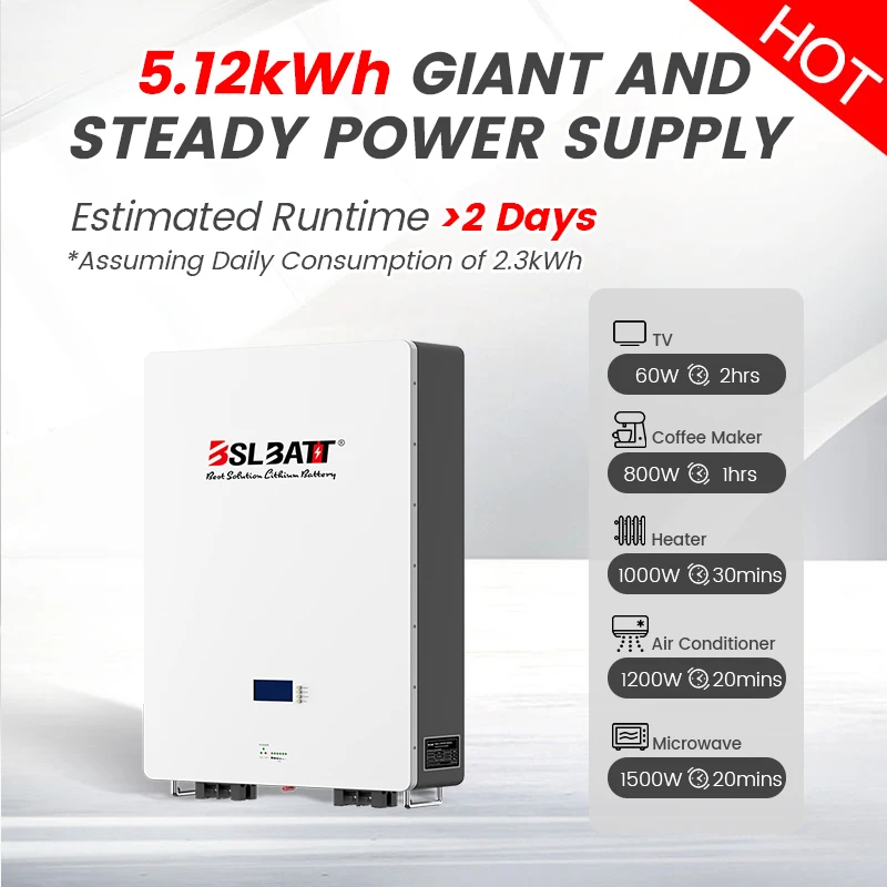 BSLBATT 48v 100ah Lithium Battery Solar Energy System 5kwh Lifepo4 Battery Pack