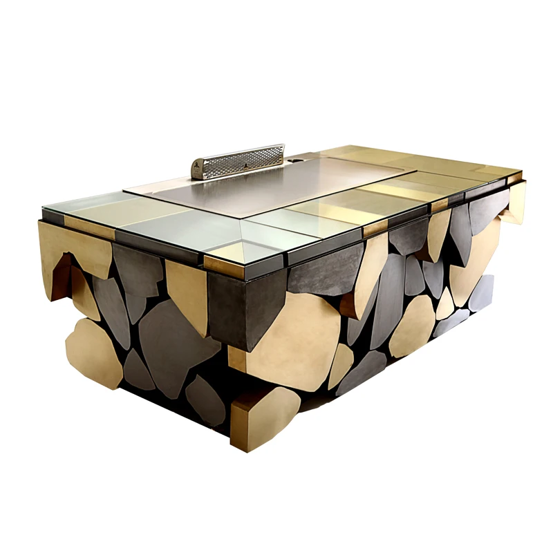 10 Seats 1120x720x790mm 380V/50Hz Commercial Teppanyaki Grill Table with Stainless Steel 304 Construction