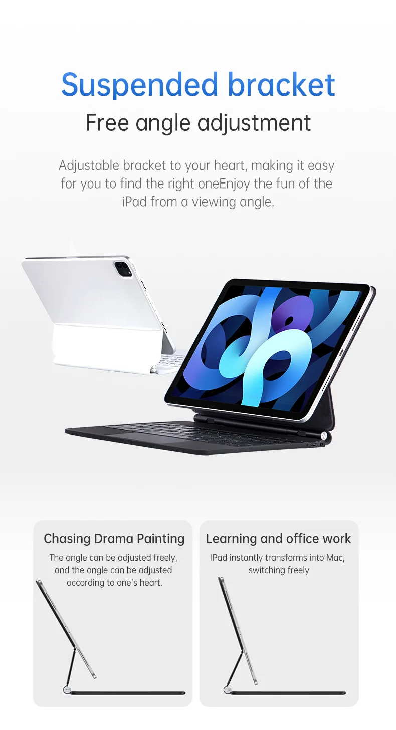 product magic keyboard case for ipad magnetic floating bluetooth keyboard with stain resistant pu leather coverlaudtec-6