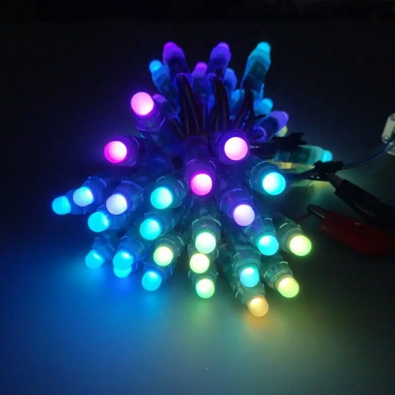 WS2811 Pixels Digital Addressable LED String Lights Waterproof RGB Full Color 12mm DC 5V