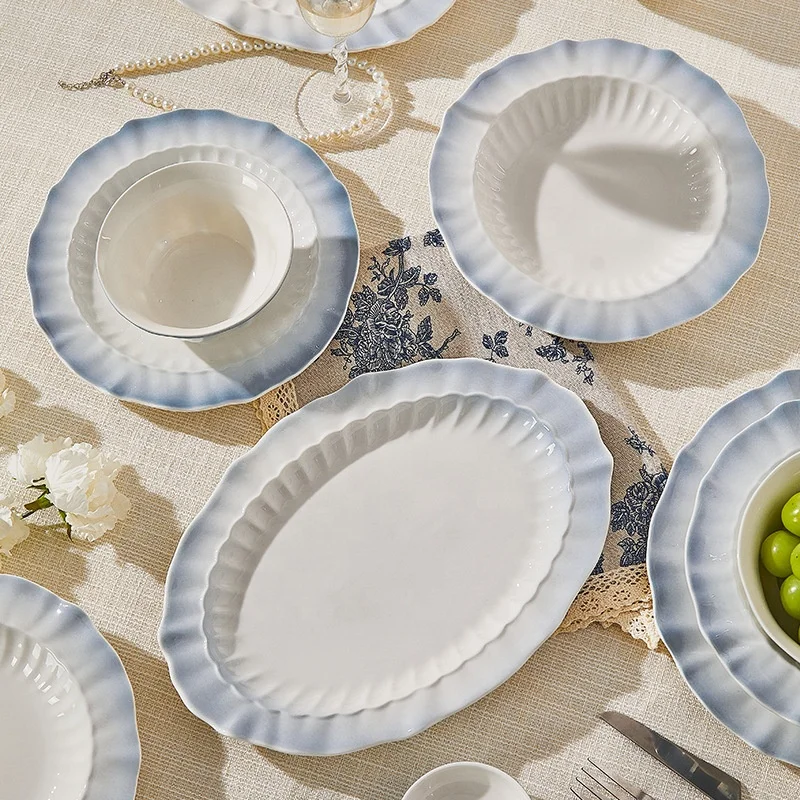 product new style ceramic rice bowl set with underglaze color household disposable dinnerware for dining table daily use-5
