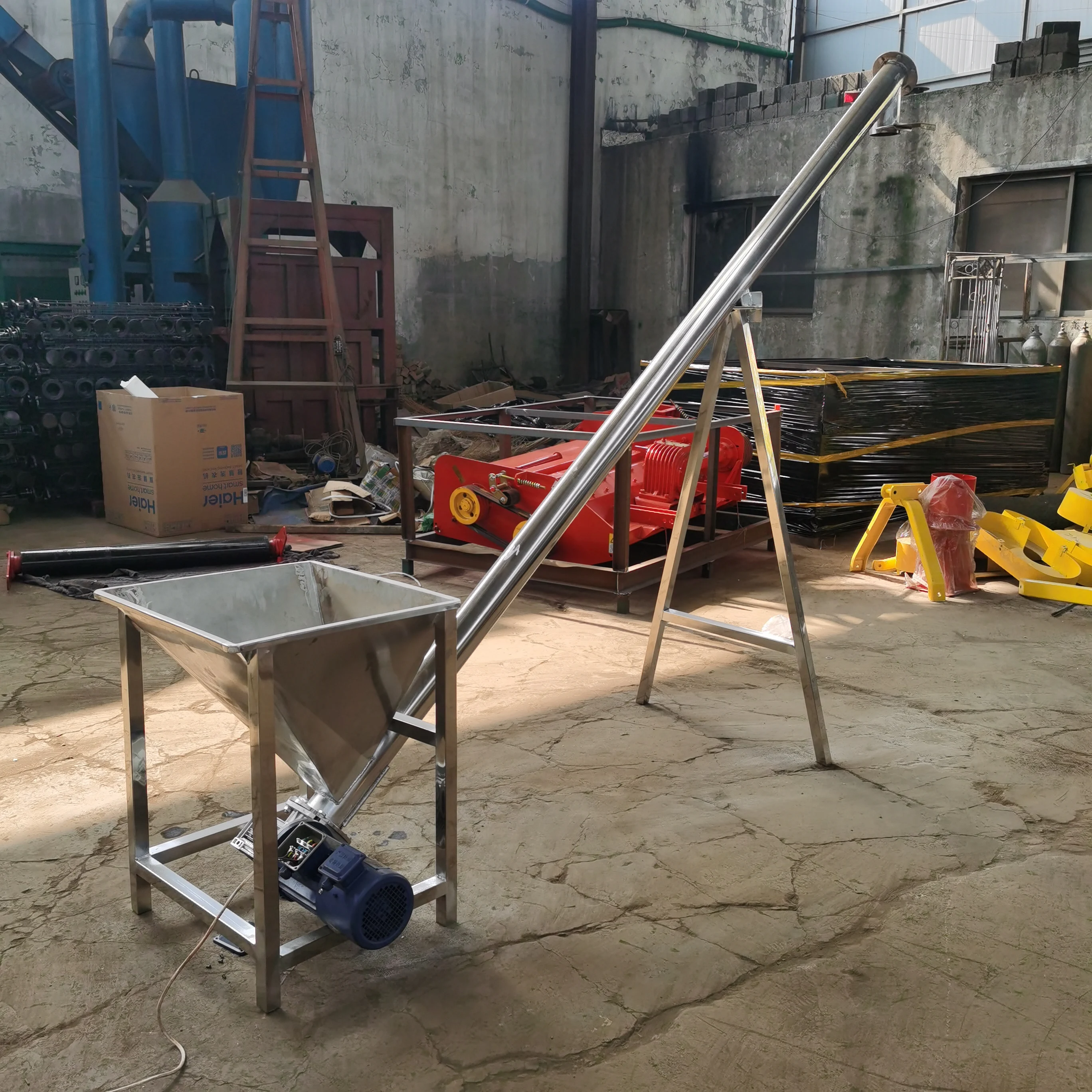 Single Tube Inclined Stainless Steel Spiral Elevator Fast Grain Loading and Receiving