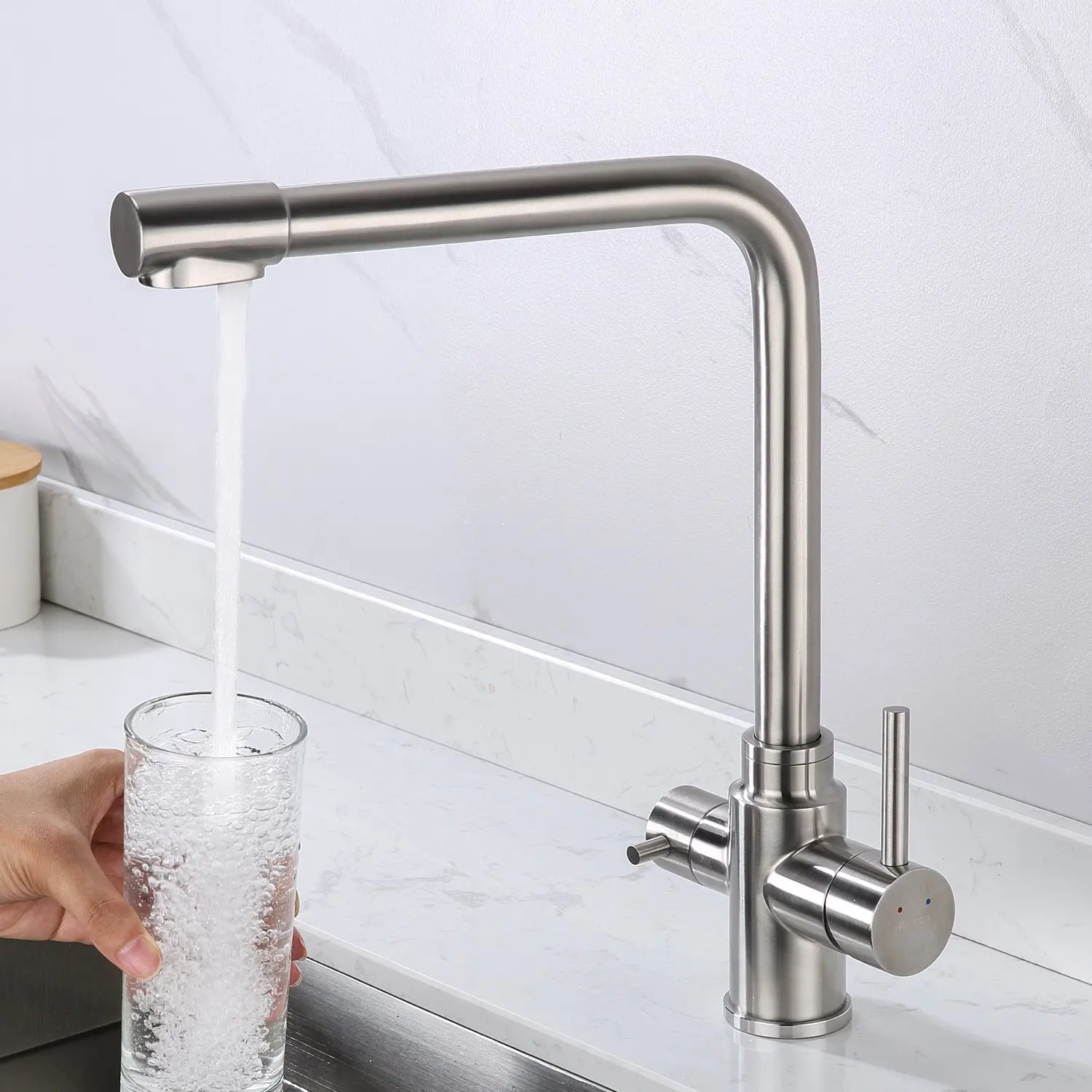 Double Handle 3 Way Stainless Steel Sink Mixer Tap With Reverse Osmosis Mixer Water Filter 3 in 1 Tap