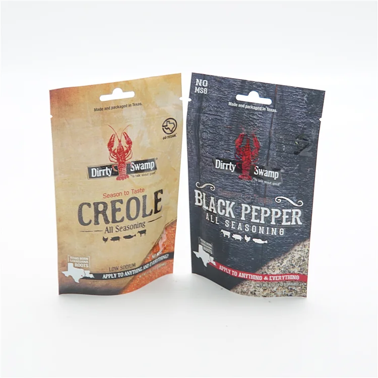 Custom Food Grade Stand Up Bag Plastic Pouch Spice Packaging Zipper