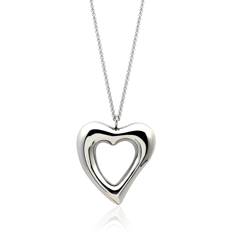 Stainless Steel Big Hollow Sweet Love Heart Pendant Necklace Punk ...