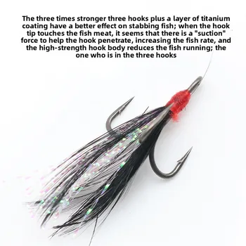 Treble Hooks, 3X Reinforced Titanium Teflon Coated Fishing Hooks, Pre-Tied Black Gold Steel Treble Hooks Wholesale – Hooks – view 4