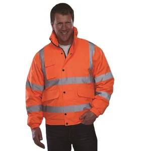 Hi Vis Custom Logo Winter Industrial Building Construction Worker Coat Workwear Reflective Safety Jacket With Multiple Pockets