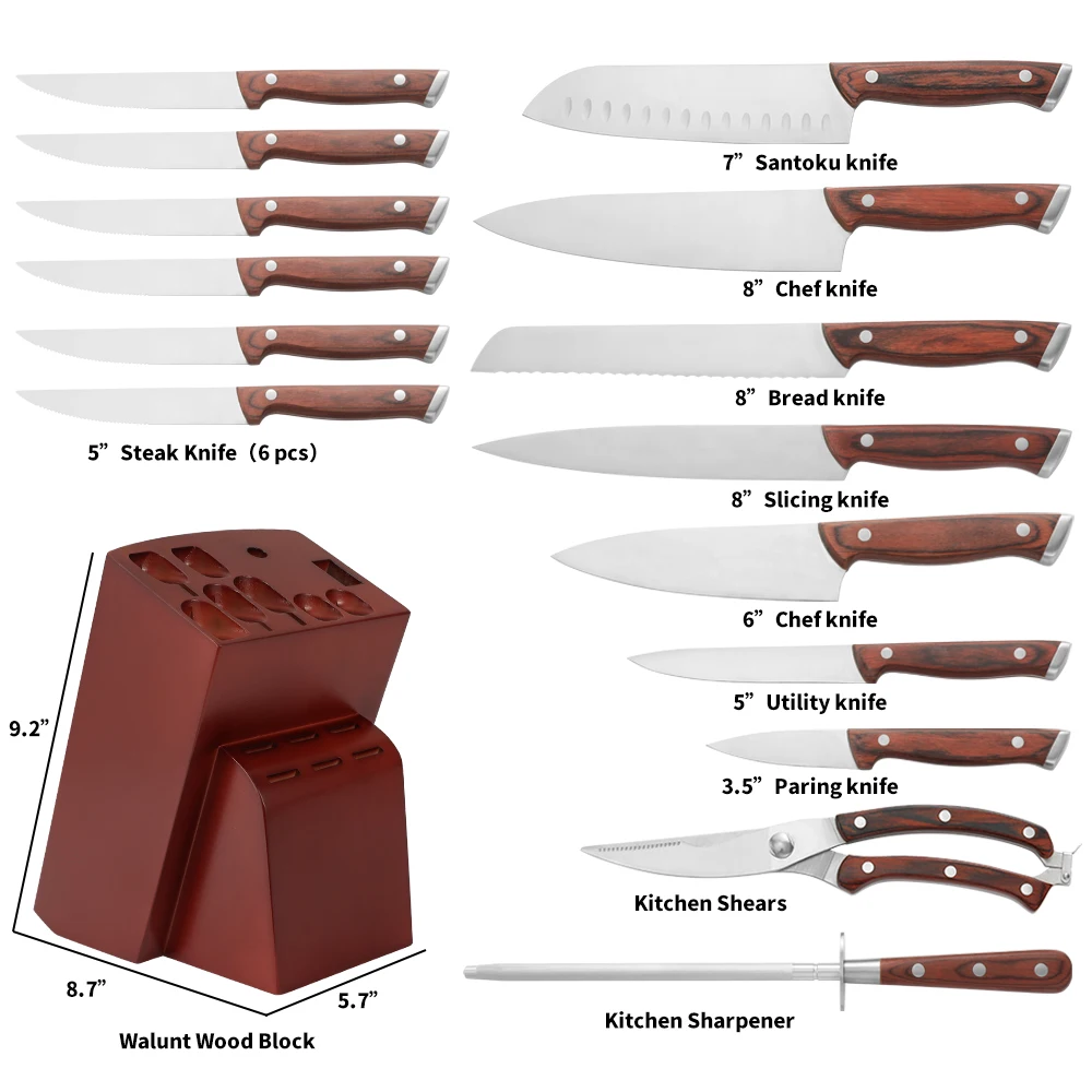 キーワード アマゾンホット販売包丁セット手作り日本15個ステンレス鋼シェフナイフセット Buy Stainless Steel Chef