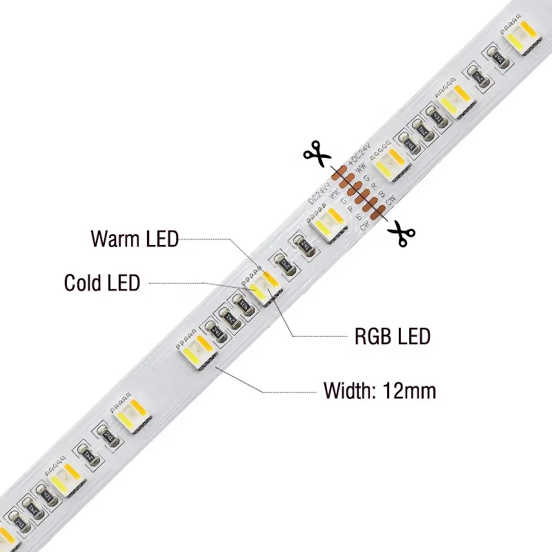 SMD5050 DC24V RGBWW Led Strip Tape 5in1 CRI80 90 95 Led Strip Light RGBCCT Flexible Led Light Strip