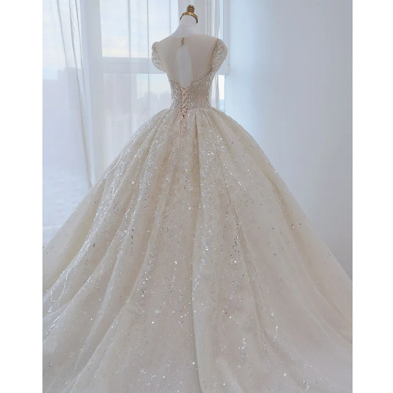 S3287F   2025   New Bridal Temperament Qi Ground Super fairy Tail  Style Wedding Dress