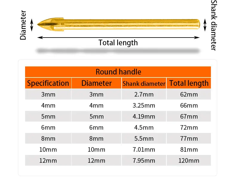 6mm Ceramic Tile Drill Bit With Carbide Cross Tip Quick Change Hex 