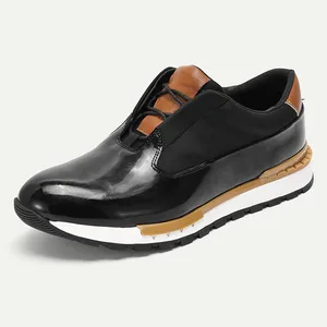 Factory Direct Sale HIGH QUALITY MEN CASUAL SHOES BLACK GENUINE LEATHER  SPORT SHOE Large Size US12
