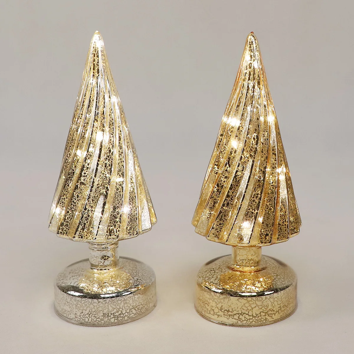 modern decorative blown mercury glass gold lighted led flat christmas tree decor