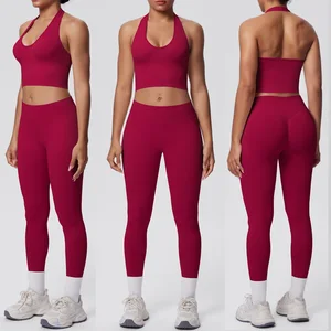 Wholesale Breathable Comfortable Womens High Waist Sports Top Gym Yoga Leggings Yoga Set For Women