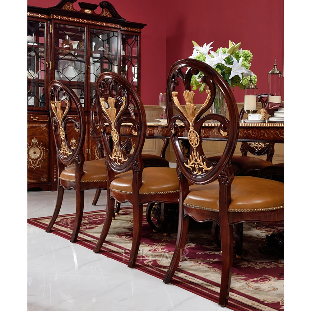 Роскошный стиль Королевский обеденный стол деревянный для столовой