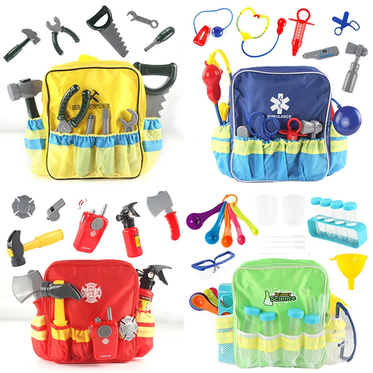 Новинка 2022, оптовая продажа, игрушки для игр, пожарный, инструменты для ролевых игр, набор рюкзаков, основной пожар, набор основных инструментов