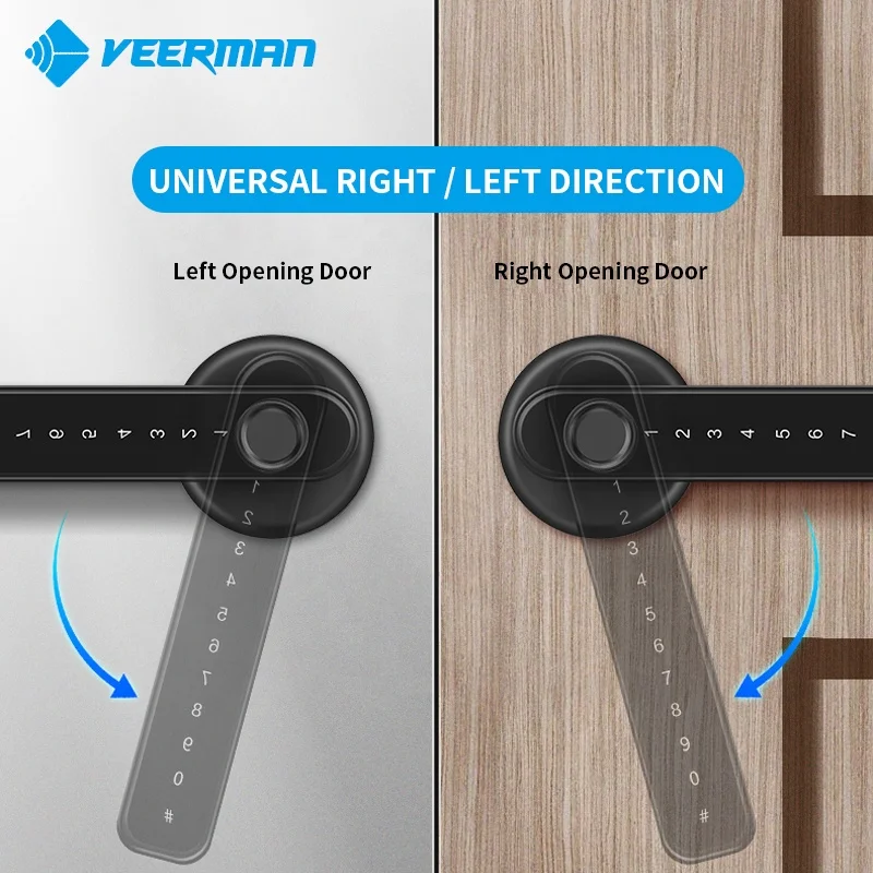 TTlock APP Tuya APP Fingerprint Lever Magnetic Door Handle Lock Wooden Door Smart Door Lock