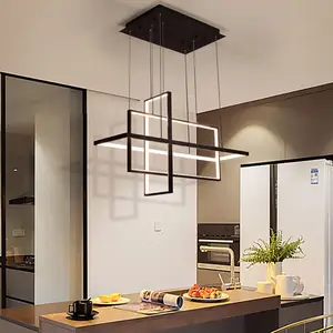 Modern Rectangular Pendant Lights Living Room Restaurant Kitchen Hanging Chandelier for Dining Room
