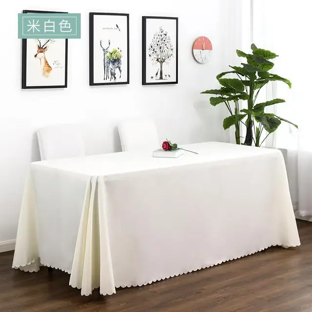 white Rectangle Tablecloth Washable Polyester Fabric Table Cloth for Wedding Restaurant Party Dinning Banquet Decoration