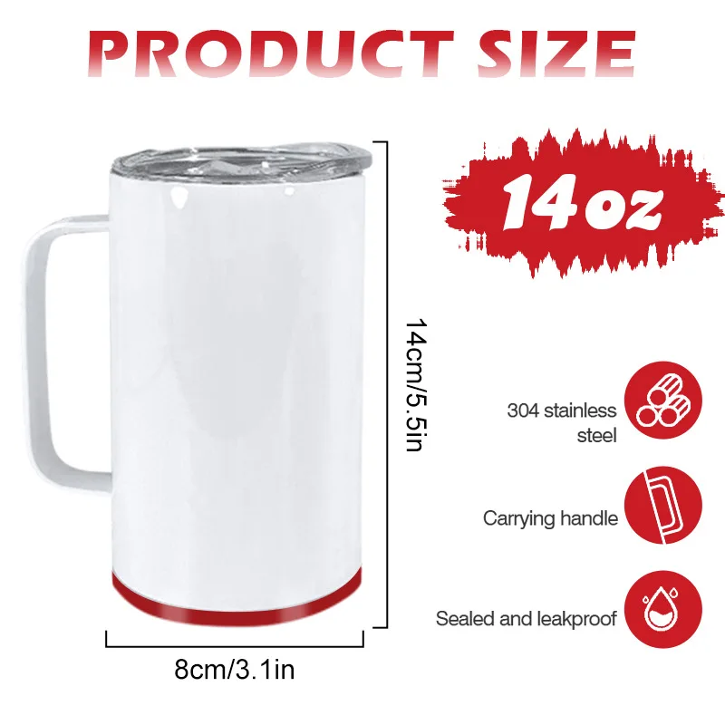 Hochwertiger 400-ml-Sublimationsbecher aus doppelwandigem, vakuumisoliertem Edelstahl mit Henkel_voghion.com