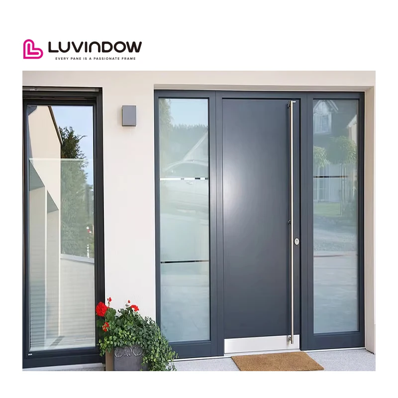 Luvindow Traditional Customized Design Oak Pine Cherry Solid Wood Entry Pivot Hinged Swings Both Ways Doors