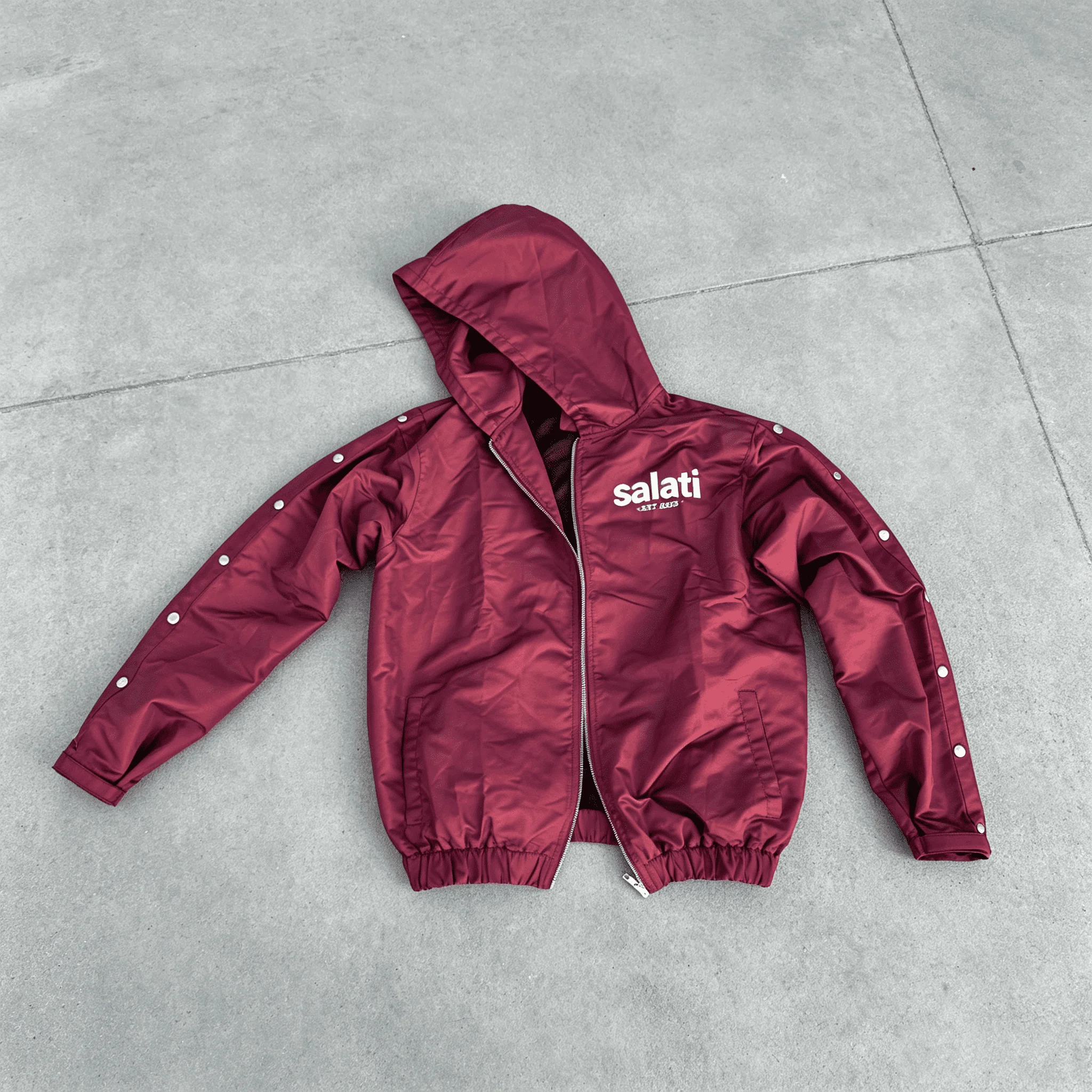 Wholesale Mens Two Piece Set Burgundy Hooded Zip up Jacket Drawstring Shorts Summer Streetwear Supplier Top Men Casual Sets gallery 3