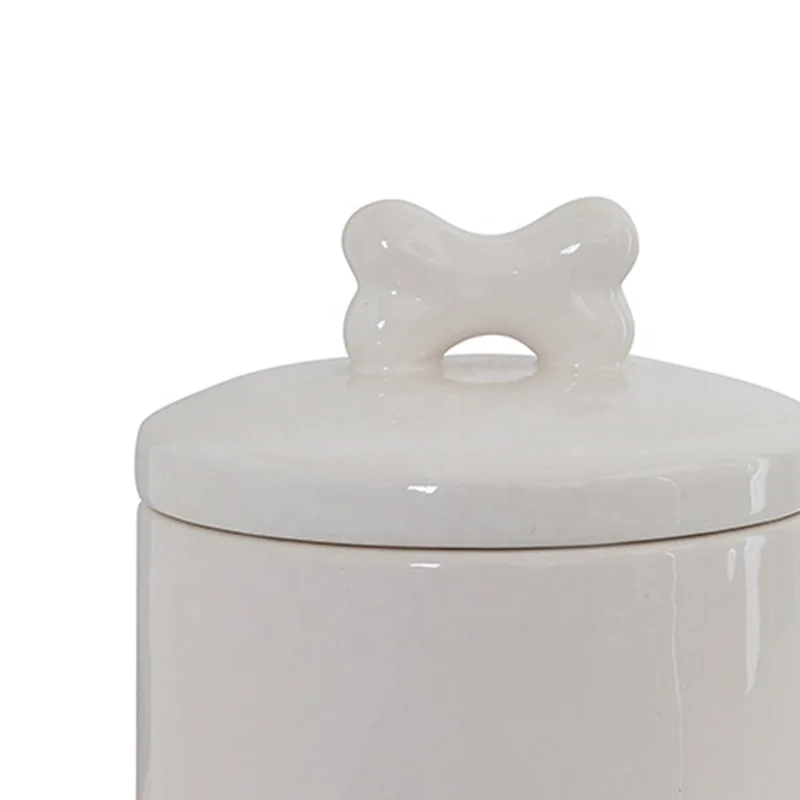 White ceramic outlet dog treat jar