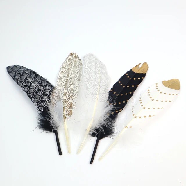 Handmade Beautiful printing Natural feather For Hats Wholesale Floral Picks Feather Hat