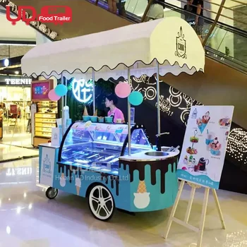 Outdoor Sale Candy Cart Mobile Mini Trailer Juice Milk Hot Dog Trolley Ice Cream Push Cart
