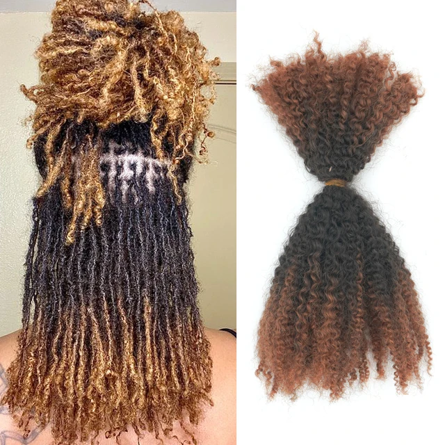 KAMA Peruvian Remy Human Hair Afro Kinky Curl Bulk Braiding Hair Extension 50g Machine Double Weft All Colors Dreadlocs Braids