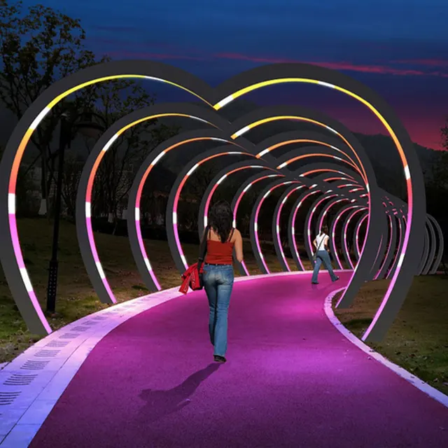 Outdoor Wedding LED Heart-shaped Arch Light Decoration Street Atmosphere 3D Arch Motif Light