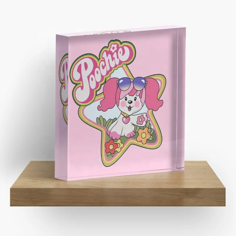 Custom UV Printed Acrylic Logo Brand Block Photo Display Cube Block