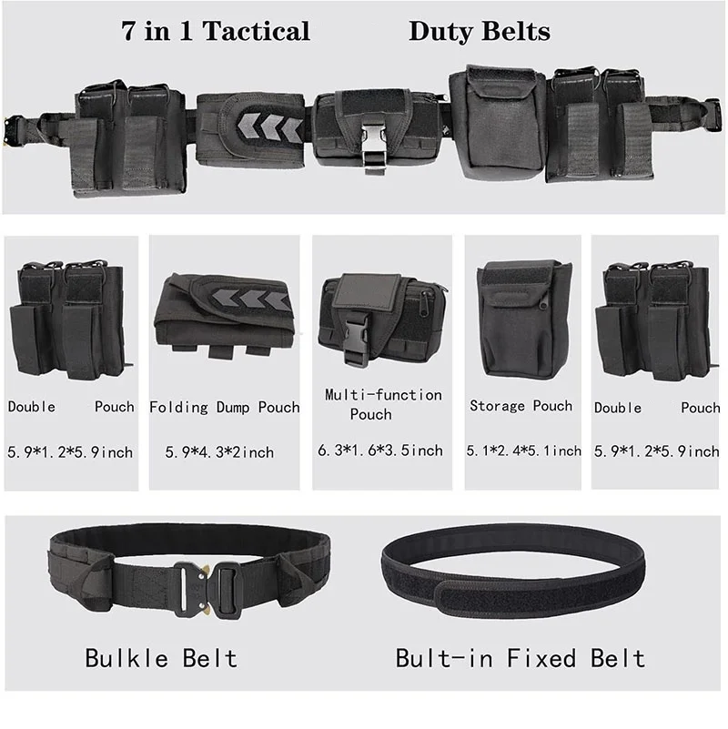 Outdoor Multifunctional Security Duty Equipment Quick-release Buckle Detachable Tactical Belt with Accessories Duty Belts
