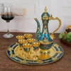 (Gold and Blue) Spiral Flower High Plate Wine Set