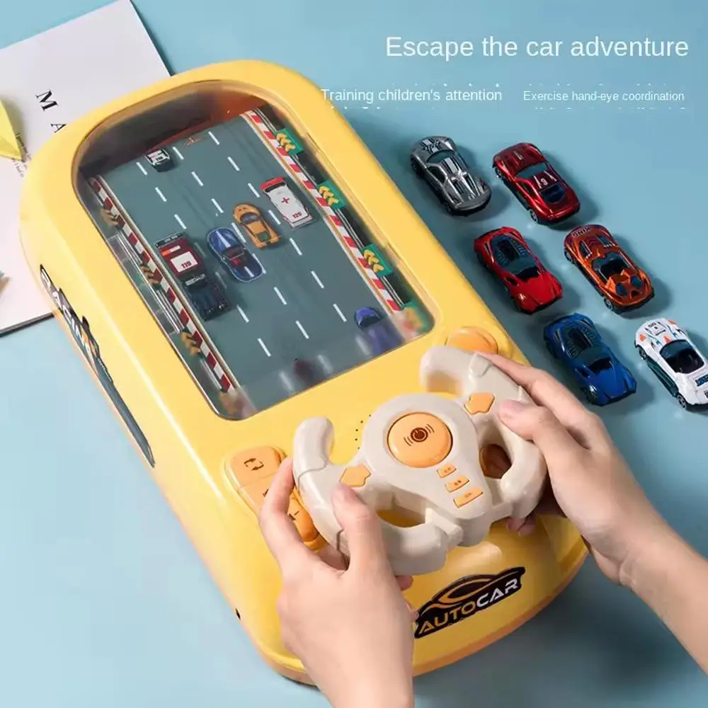 Kids Multi Modes Racing Game Machine Obstacle Avoidance Toys Car Adventure Puzzle Steering Wheel Toy Desktop Game With Sound