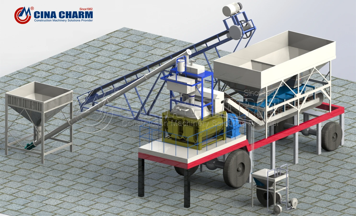 Professional Yhzs25 Truck Mounted Concrete Batching Plant Batch Plant ...