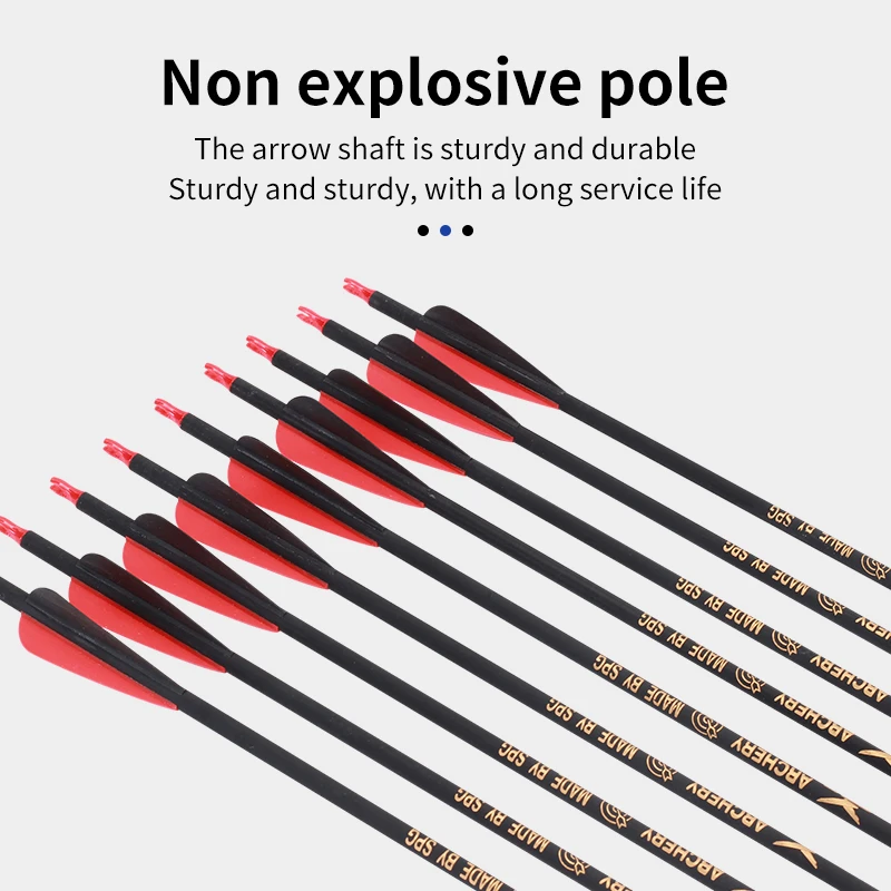 SPG Hunting 7.8mm Mixed Carbon Arrow Shafts 30 Inch Spine 500 Archery Recurve Bow Shooting Fishing Replacement Fiber Rod