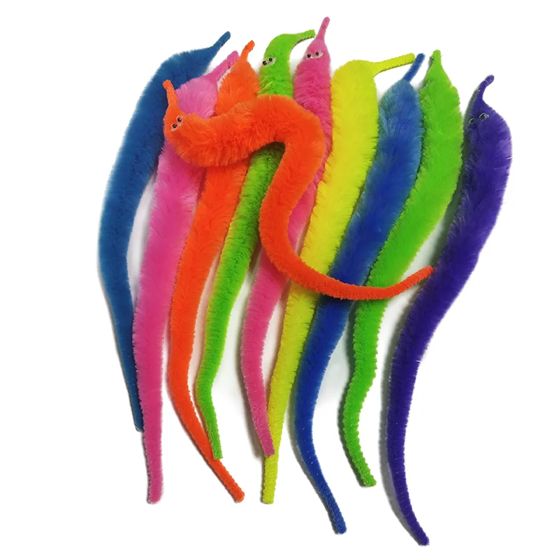 2024 Rainbow Magic Plush Fuzzy Wiggle Twist Worm Fidget Toy a Unique Lighter & Smoking Accessory