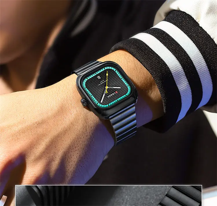 Curren 8460, оптовая продажа, производство, мужские часы, недорогие часы из нержавеющей стали с квадратным дисплеем даты, низкие часы moq, повседневные ручные часы