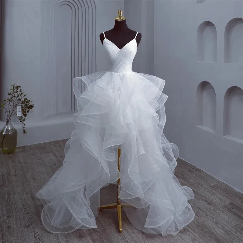 Short Front and Long Back Light Wedding Dress Princess Fluffy Trailing Cake Skirt Marriage Dress Wedding Dresses for Women