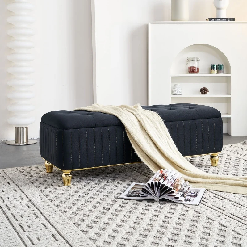 Elvarenae Dorelle Velvet Storage Ottoman — product detail