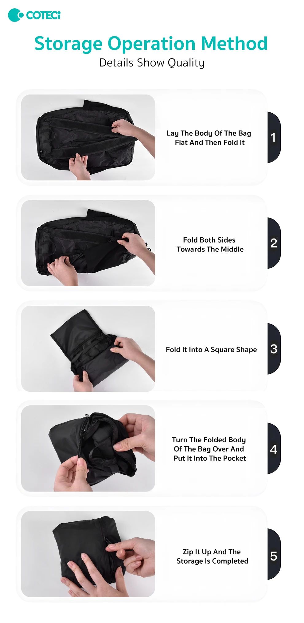 COTECi Unisex Stylish Nylon Plaid Cloth Reflective Strip Zipper Bag Foldable Emergency Luggage With Rainproof Hat for Carrying