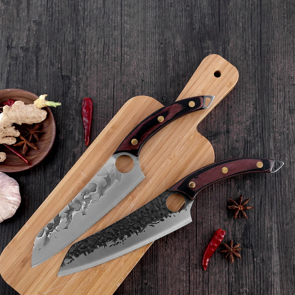 XYJ 7 Inch Full Tang Large Chopping Knife 2.5mm Thick Stainless Steel Chef  Vegetable Meat Chopping Knives With Wood Handle